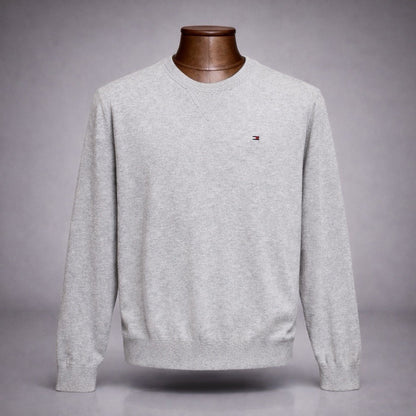 TOMMY HILFIGER Classic V-Neck Sweater Logo Pullover Gray Men Size L (org $75)
