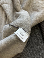 EILEEN FISHER Textured Wool Blend Cardigan Medium Taupe Gray Button-Up Sweater