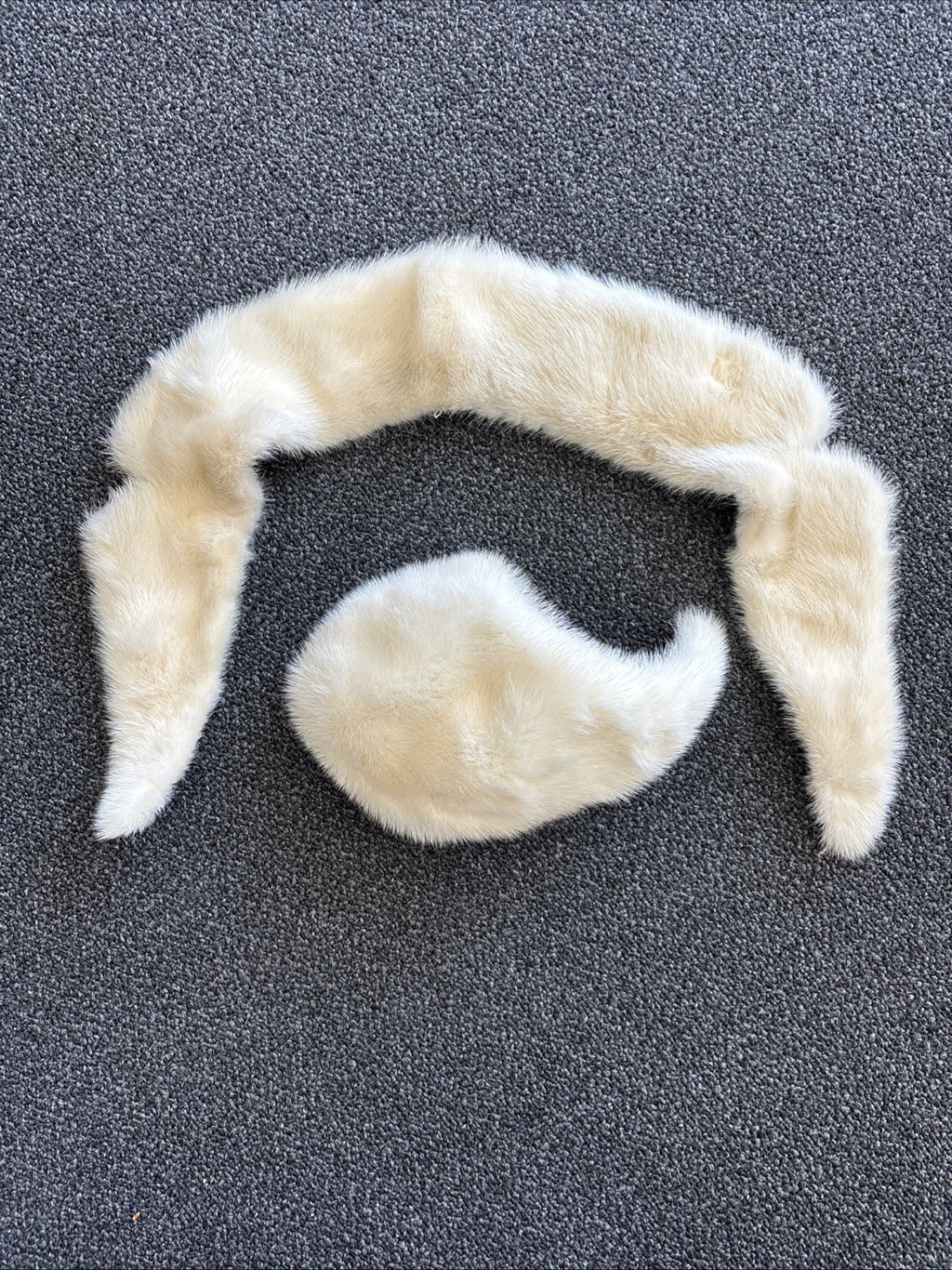 1963 VINTAGE Irene Of New York White Mink Fur Halo Headpiece Bridal Hairpiece