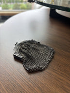 ANTIQUE Victorian Edwardian Chainmail Coin Purse Kiss-lock Pouch Silver Tone Bag