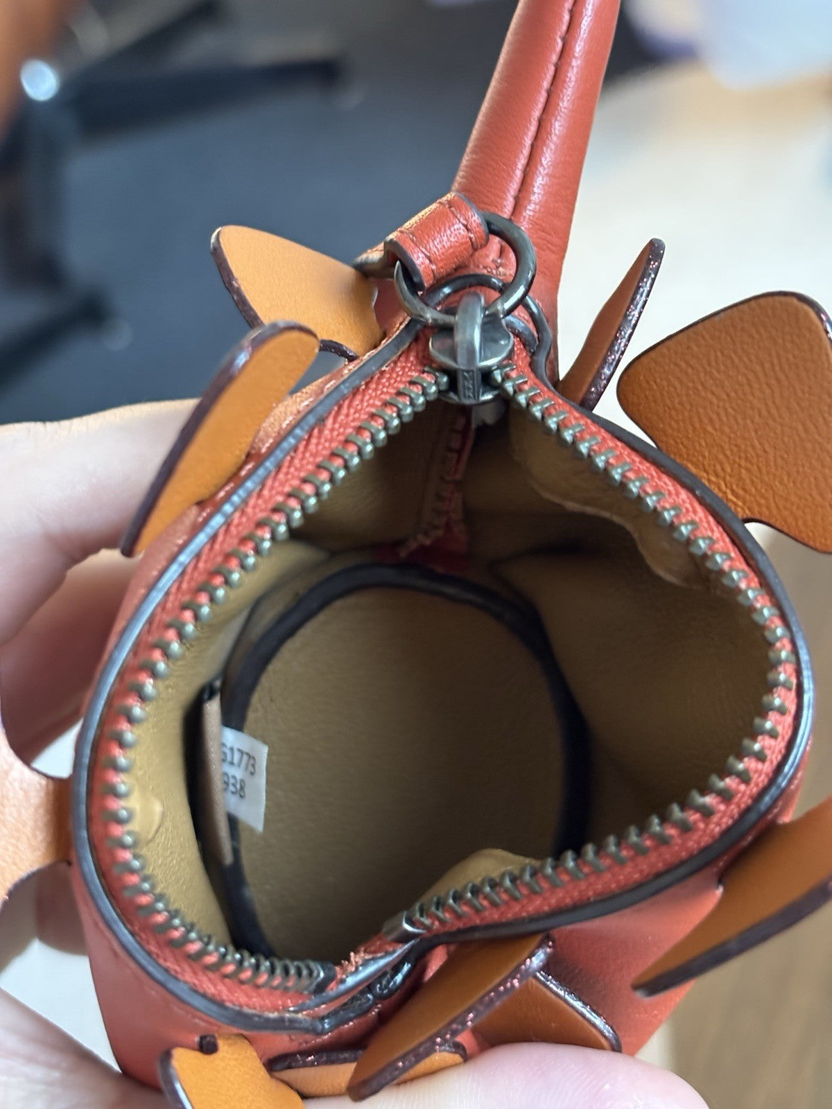 COACH Steggy Dino Dinosaur Leather Zip Coin Case Vermillion Orange (org $295)