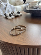 Vintage Designer COACH Set of 2 Bangle Bracelet Embossed Silver & Gold Plated