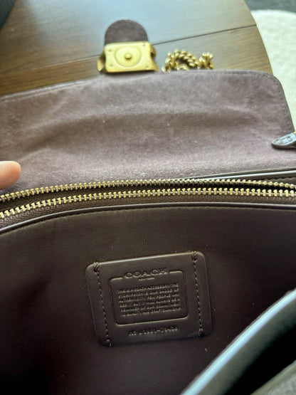 COACH Tabby Chain Clutch Pave Stones C Buckle Black Pebbled Leather (org $395)