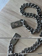 COACH 2005 Rare Vintage Sterling Silver Heavy Curb Chain Turnlock Necklace 20.5”
