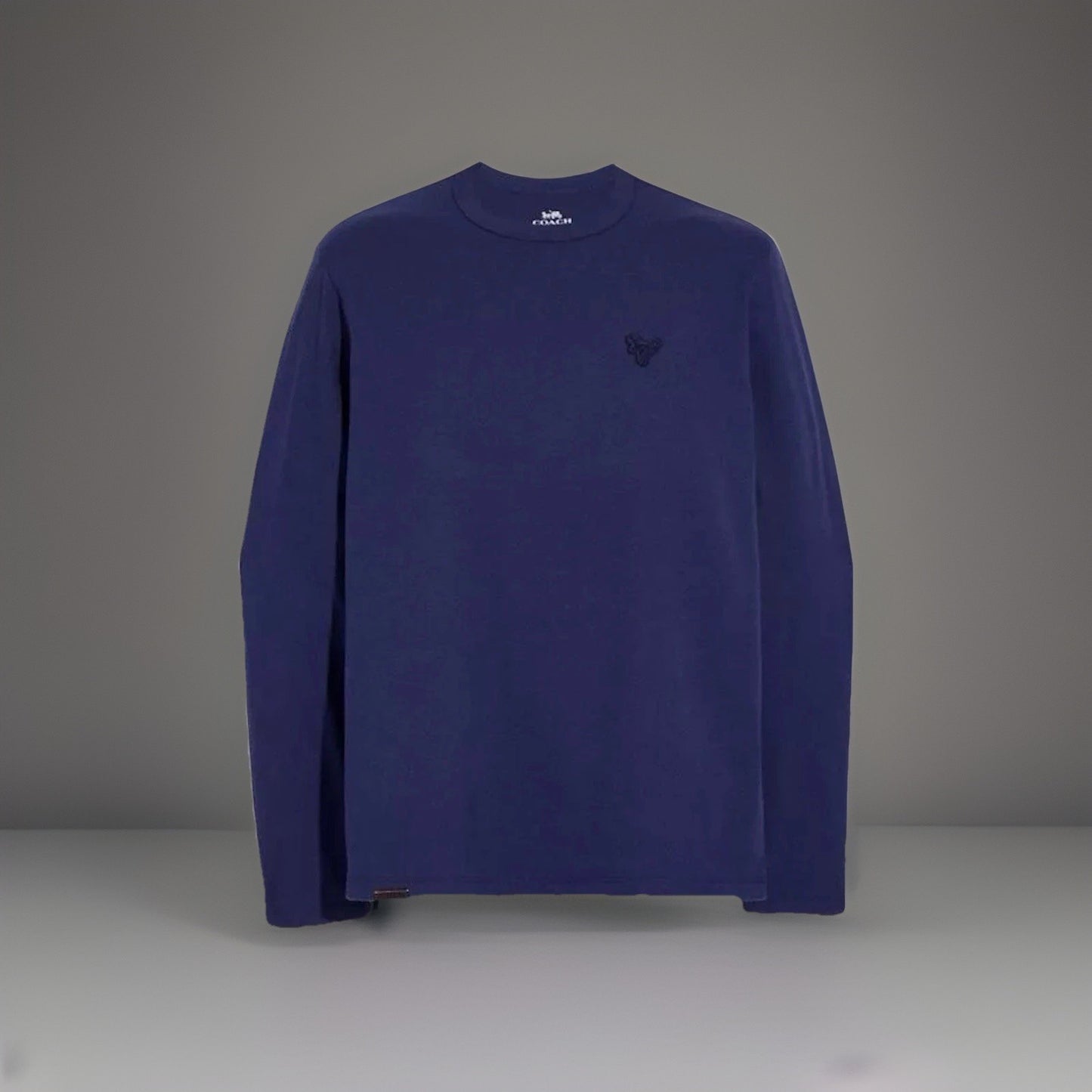 Designer COACH 100% Cotton Long Sleeve T-Shirt Navy Blue Rexy Patch Sz S ($125)