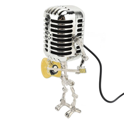 Retro Style Steampunk Microphone Robot LED Desk Lamp Holding Guitar Vintage USA