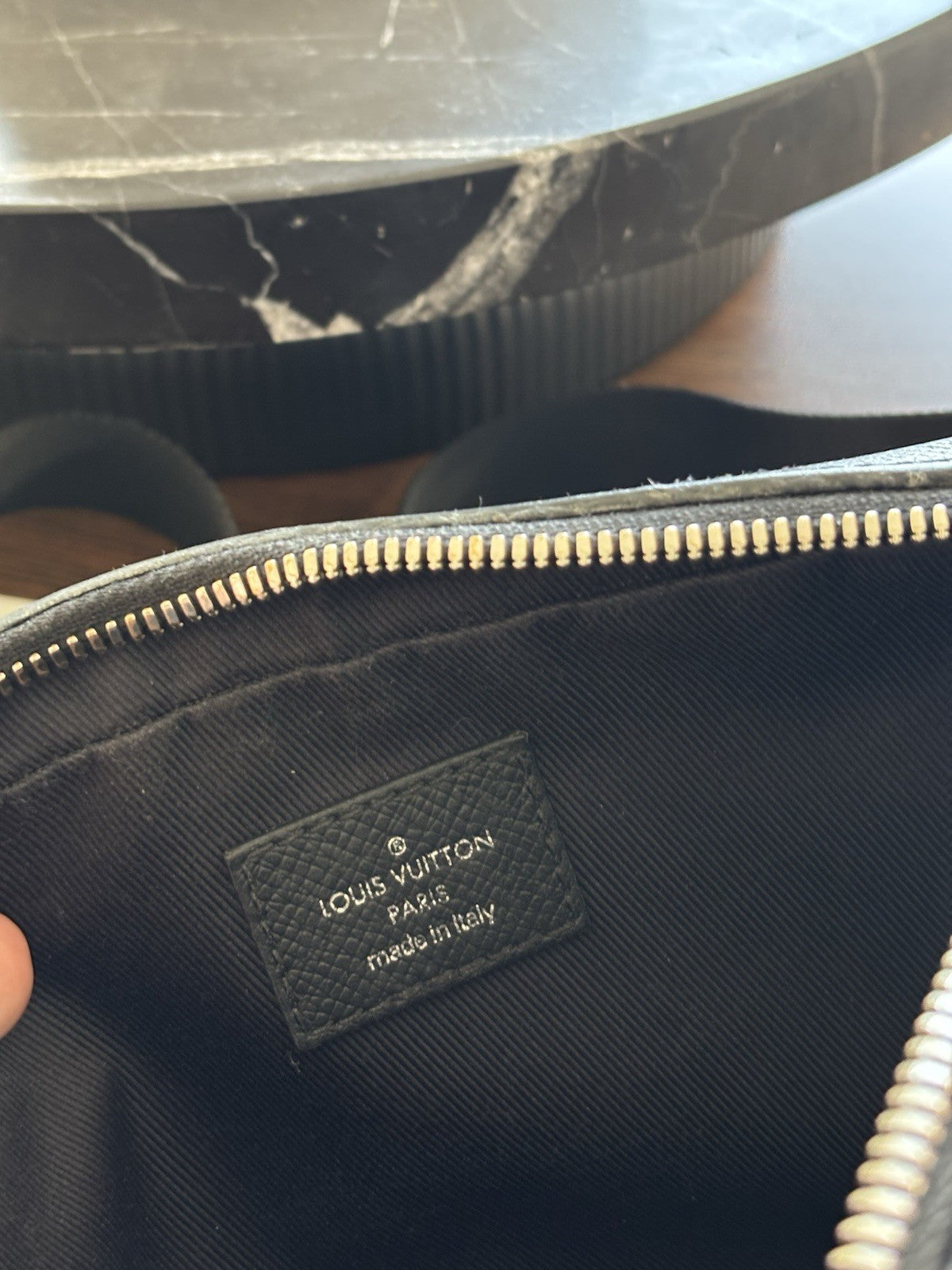 LOUIS VUITTON Authentic Monogram Eclipse Fannypack Designer Bum Bag Black Silver