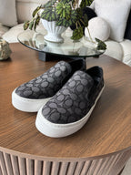 Coach Signature C Logo Canvas Slip On Sneakers Charcoal Women Size 11 (org $175)