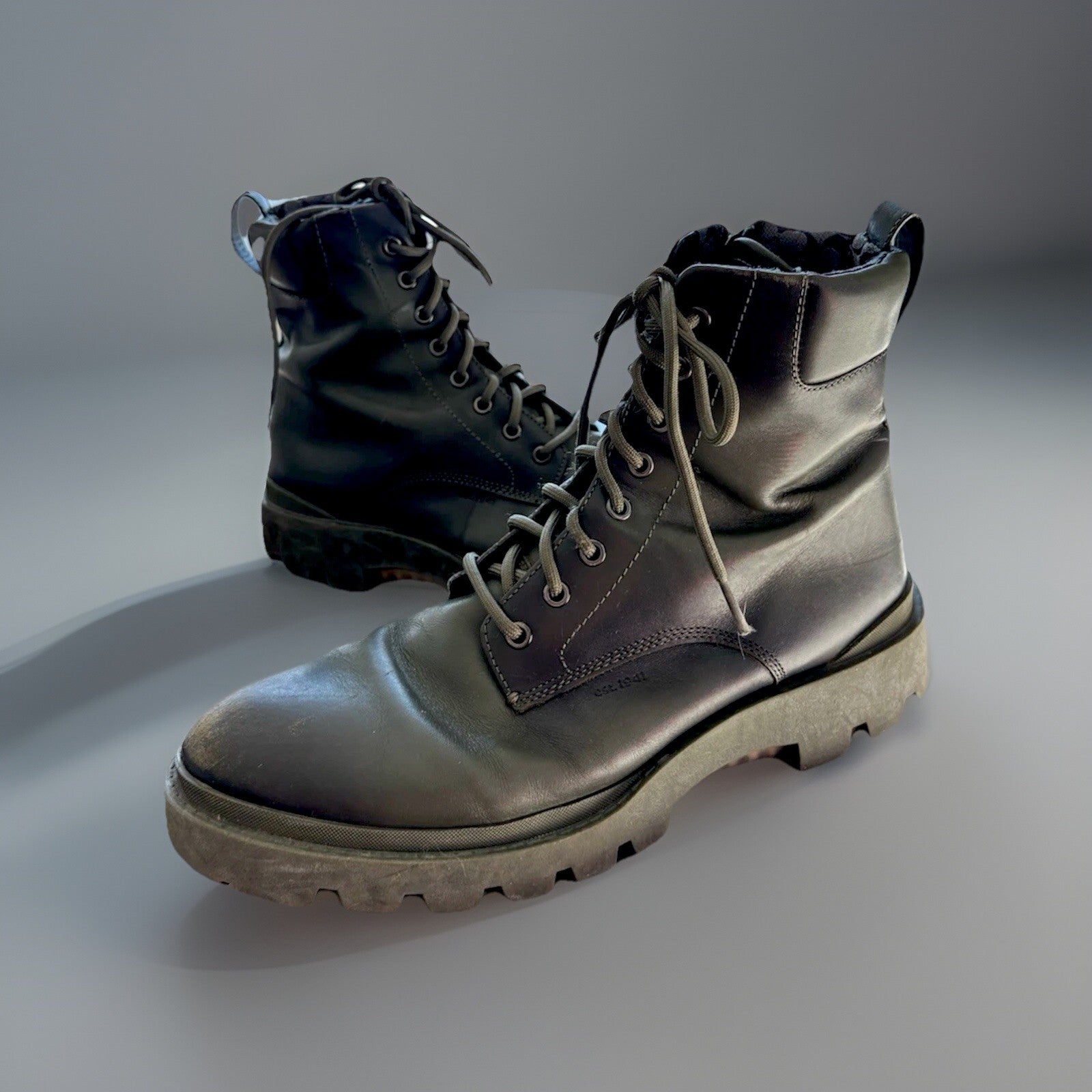 Rare COACH Citysole LaceUp Boot Leather Zip Army Green Men Size 10.5 (org $500)