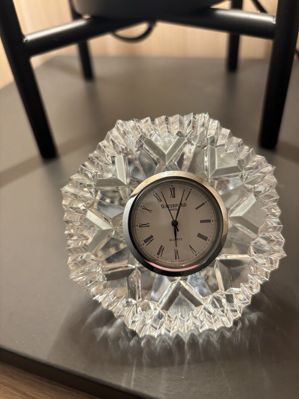 Vintage Waterford Crystal Classic Lismore Diamond Shape Desk Clock 3.5" Deco