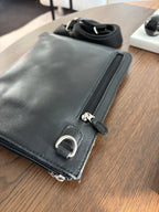 COACH Vintage Black Leather Pouch Crossbody Custom Bottle Cap Pins (org $125)