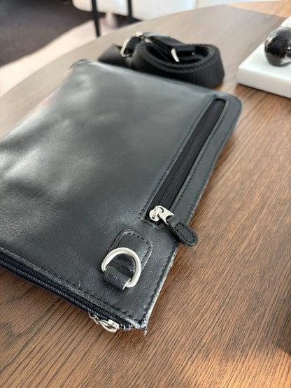 COACH Vintage Black Leather Pouch Crossbody Custom Bottle Cap Pins (org $125)