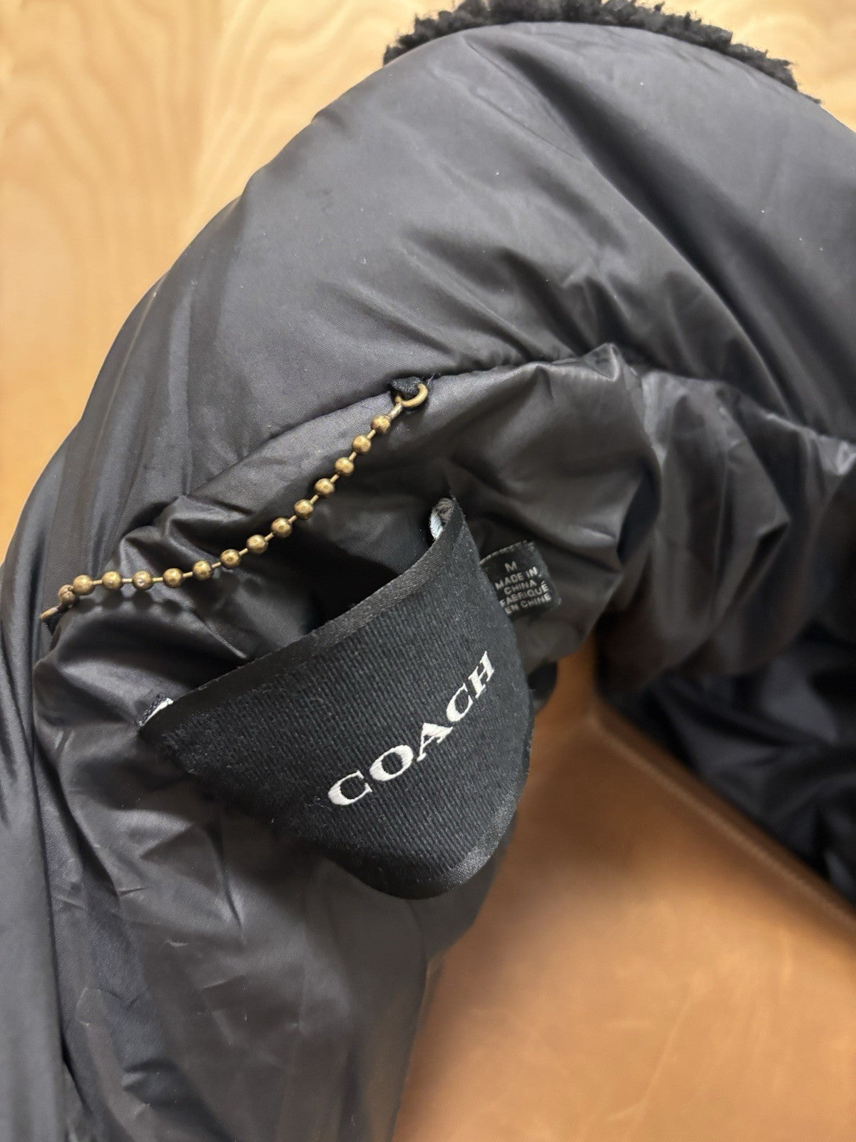 New COACH Runway Sherpa Puffer Coat Jacket Zip Signature Print Blk Size M ($895)