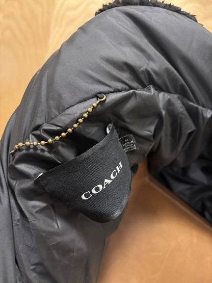 New COACH Runway Sherpa Puffer Coat Jacket Zip Signature Print Blk Size M ($895)