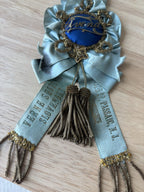 1893 ANTIQUE Slovak Sisters Branch 12 Passaic NJ Blue Ribbon Rosette Prize Badge