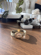 VINTAGE 1971 Timex Electric Ladies Wrist Watch Gold Tone Dial Deco Mesh Bracelet