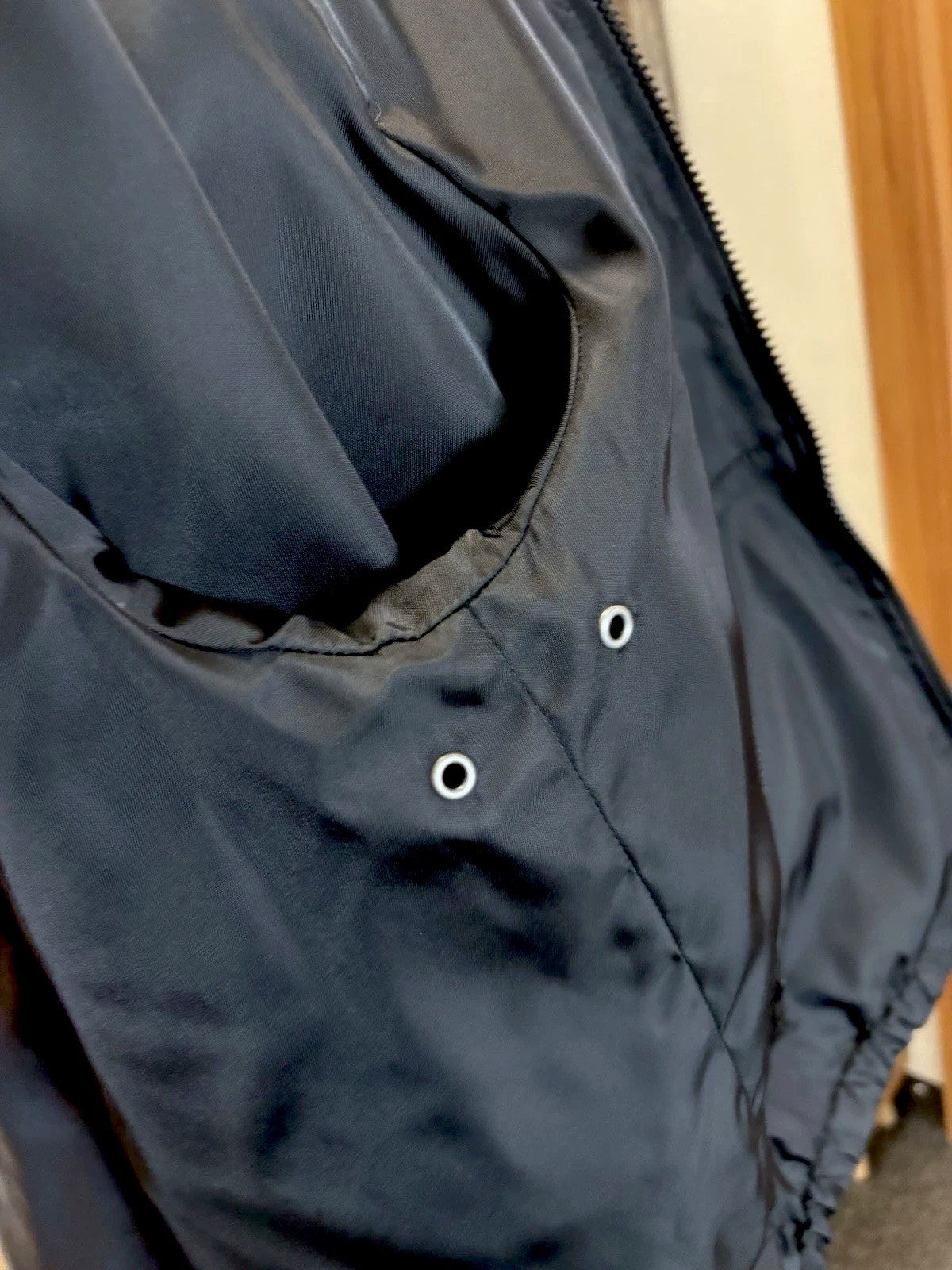 Designer COACH Lamb Leather Jacket Reversible W/ Hood Navy/BLK Sz 48 (Org $1295)