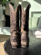 CORRAL® Mens Brown Exotic Alligator Inlay & Embroidered Western Boots (org $360)