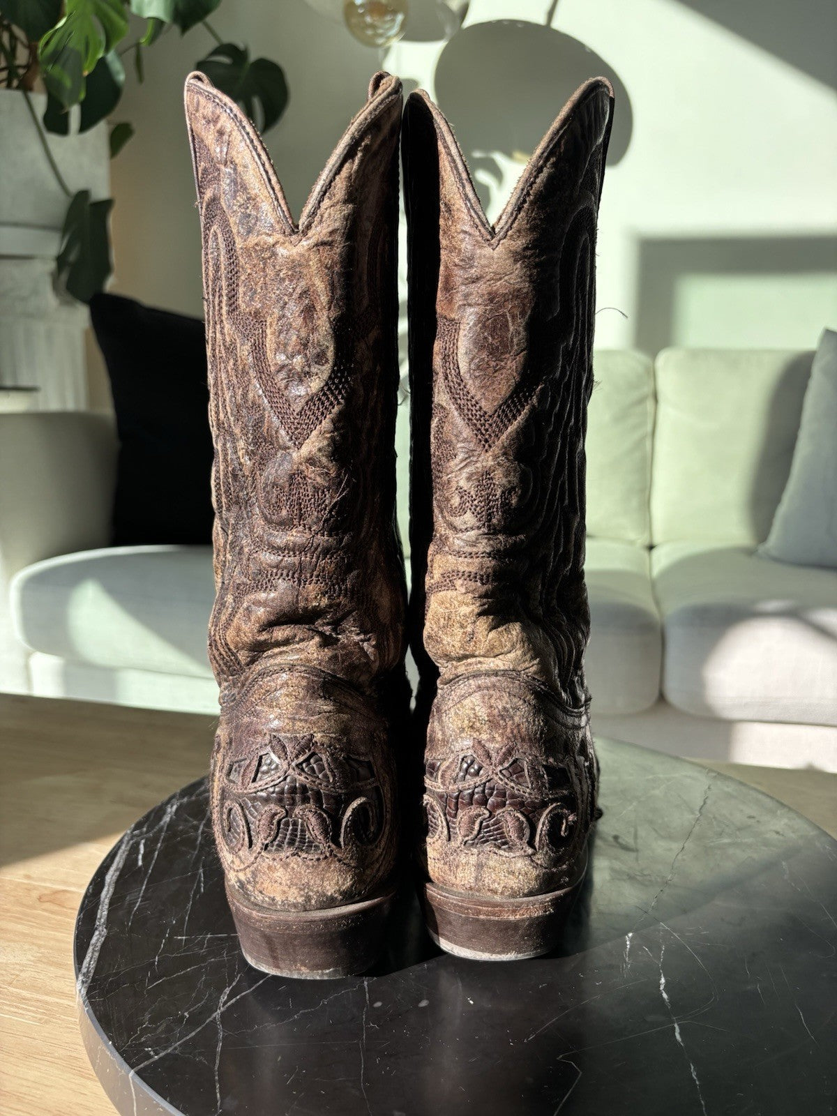 CORRAL® Mens Brown Exotic Alligator Inlay & Embroidered Western Boots (org $360)