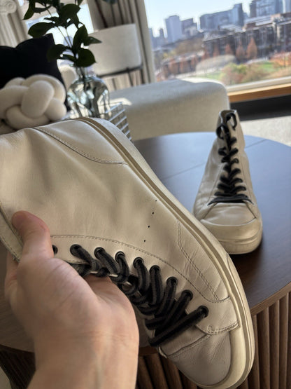 Men COACH Brand Distressed C214 Leather Ivory High Top Sneaker Sz 11 (org $350)