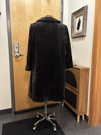 PETER HAHN 1990’s Llama Alpaca Brown Fur Coat Long Jacket Vintage (org $1300)