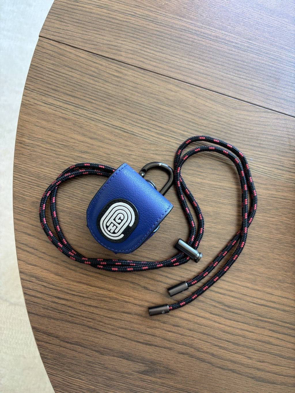 COACH Designer Leather Earbud AirPod Case Detachable Lanyard Blue Red (org $95)