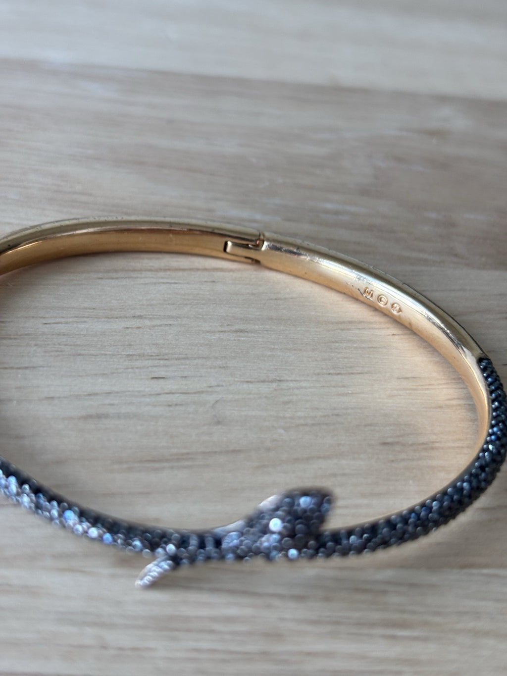 SWAROVSKI Snake Bangle “Leslie” Bracelet Rose Gold Black Pavé Crystal Serpent