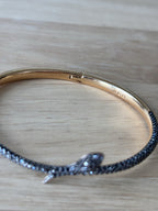 SWAROVSKI Snake Bangle “Leslie” Bracelet Rose Gold Black Pavé Crystal Serpent