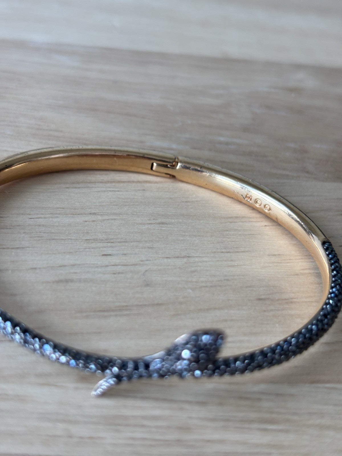 SWAROVSKI Snake Bangle “Leslie” Bracelet Rose Gold Black Pavé Crystal Serpent