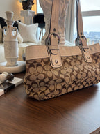 COACH Vintage SoHo Toffee Signature C White/Chalk Real Leather Shoulder/Handbag