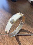 COACH 2005 White Enamel Gold Tone Stud Bangle Bracelet Vintage Classic Logo