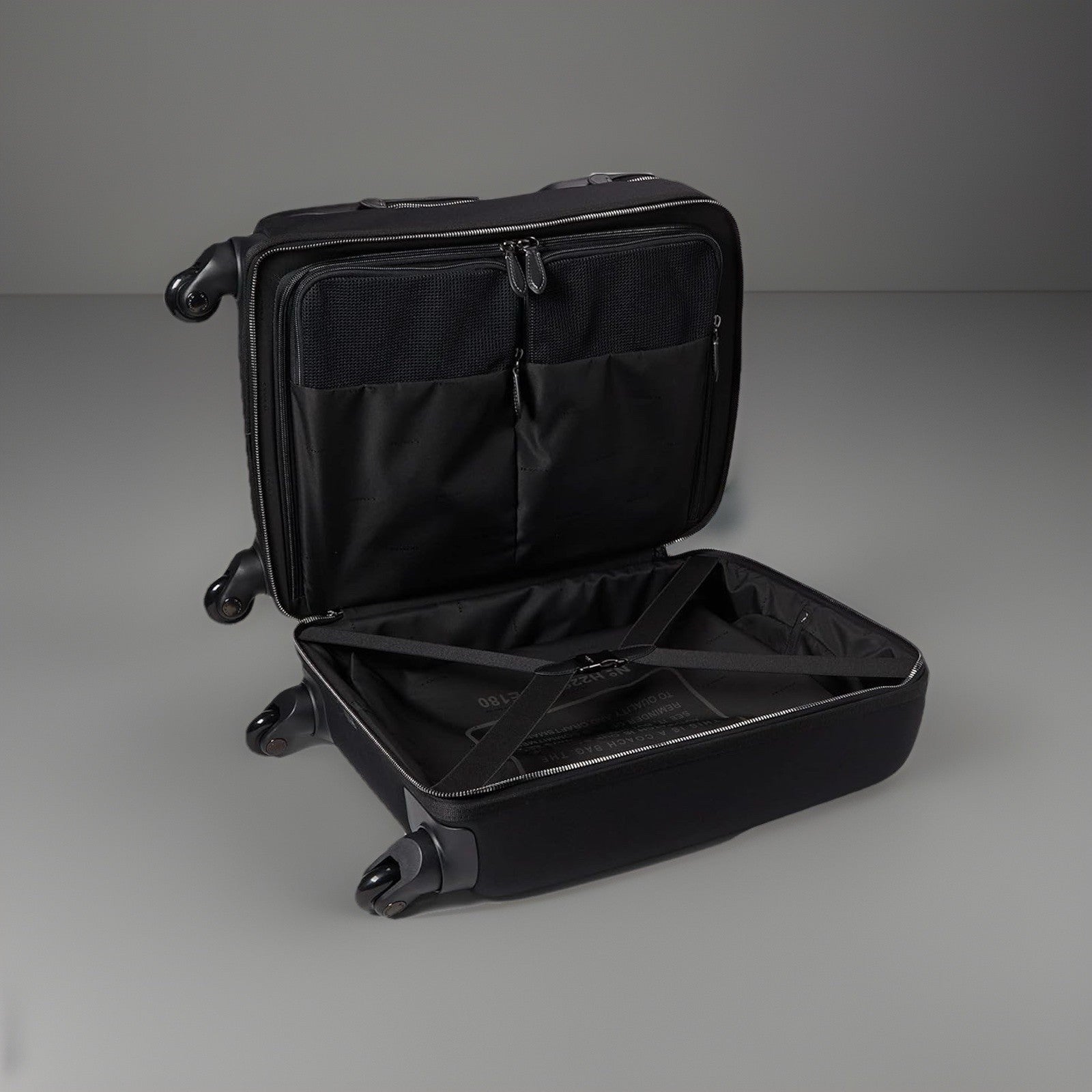 COACH Designer Logo Luggage/ Carry On Roller Wheeled Travel Bag Black (org $795)