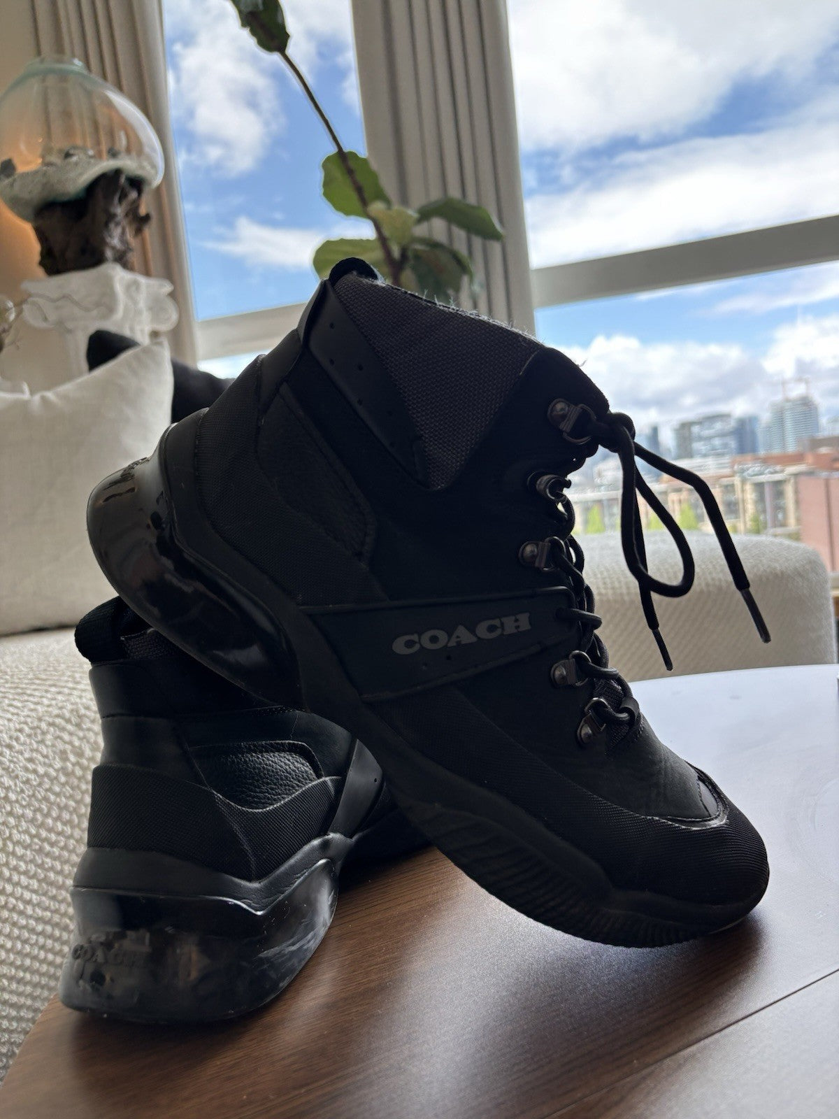 Designer COACH Men CitySole Hiker Boots Sneaker Shoe Blk/grey 10.5D  (org $295)