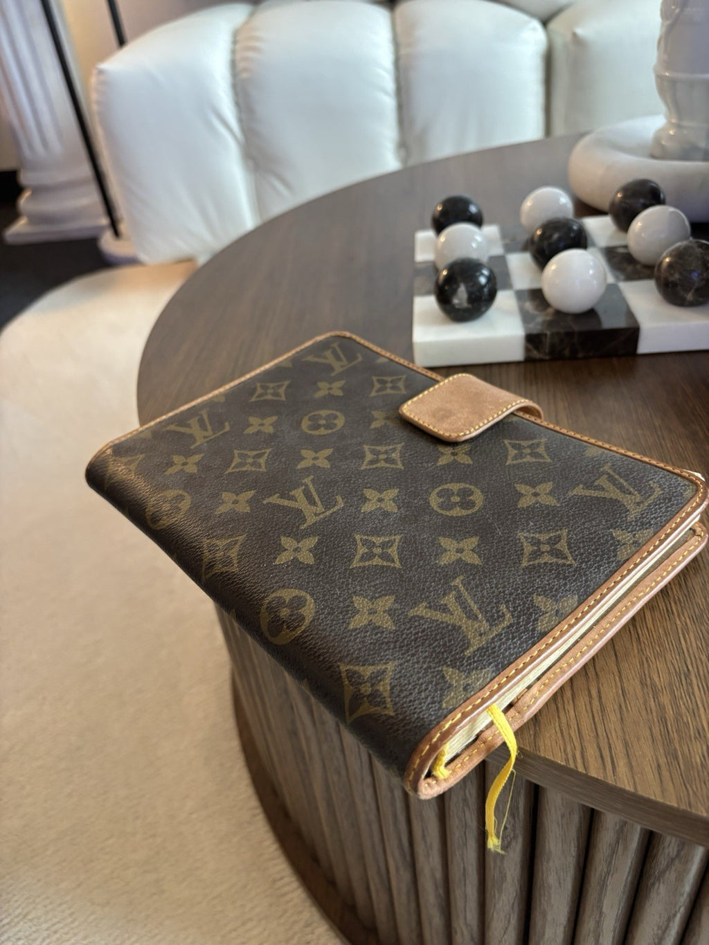 LOUIS VUITTON Vintage Monogram Agenda Day Planner Cover Brown & Tan (org $850)
