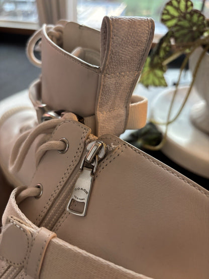 COACH Designer Tucker Leather Signature Boot Chalk White Men Size 10 (org $395)
