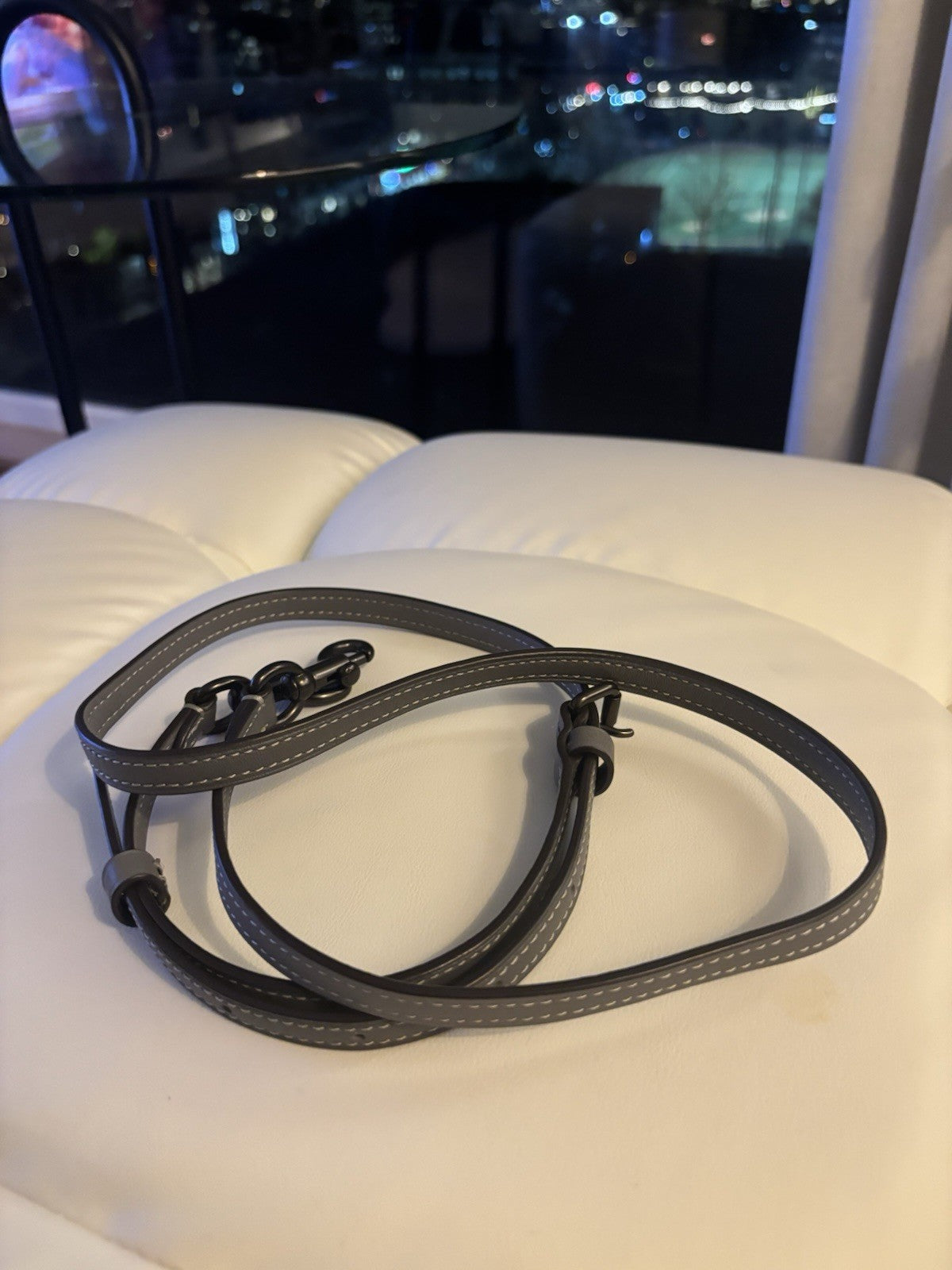 COACH Replacement Gray Leather Bag Strap Gunmetal Hardware Add On New (org $95)