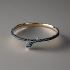 SWAROVSKI Snake Bangle “Leslie” Bracelet Rose Gold Black Pavé Crystal Serpent