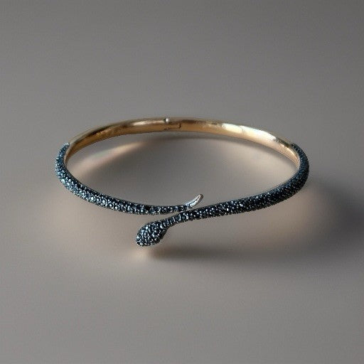 SWAROVSKI Snake Bangle “Leslie” Bracelet Rose Gold Black Pavé Crystal Serpent