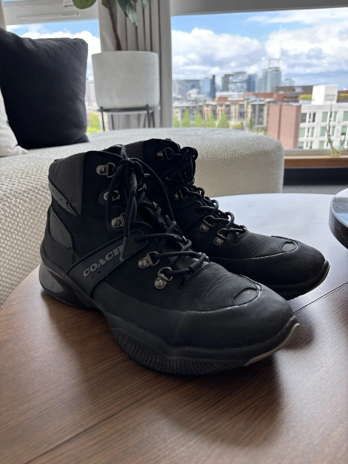 COACH Designer CitySole Hiker Boots Sneaker Shoe Black Grey Men 10.5 (org $295)