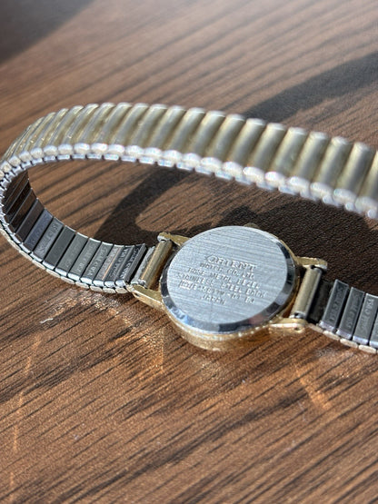 VINTAGE 1983 Orient VX Womens Watch Gold Tone Stretch Band Quartz Movement