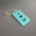 COACH Designer “I Love You” Leather Hanging Tag Bag Charm Fob Teal Blue Silver
