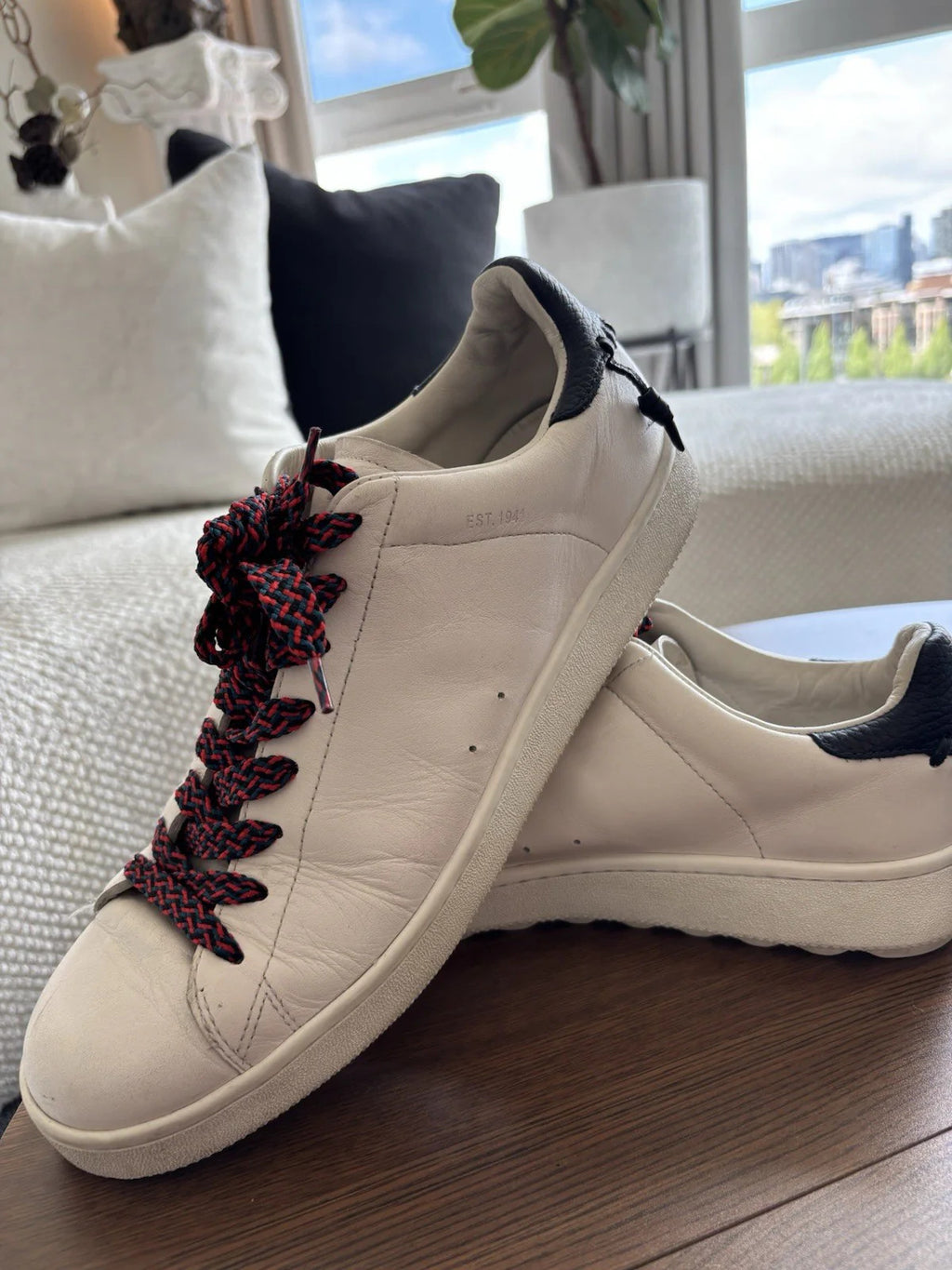 COACH Brand C101 Leather Sneakers Shoes Customers Brand Laces Men 11 (org $330)