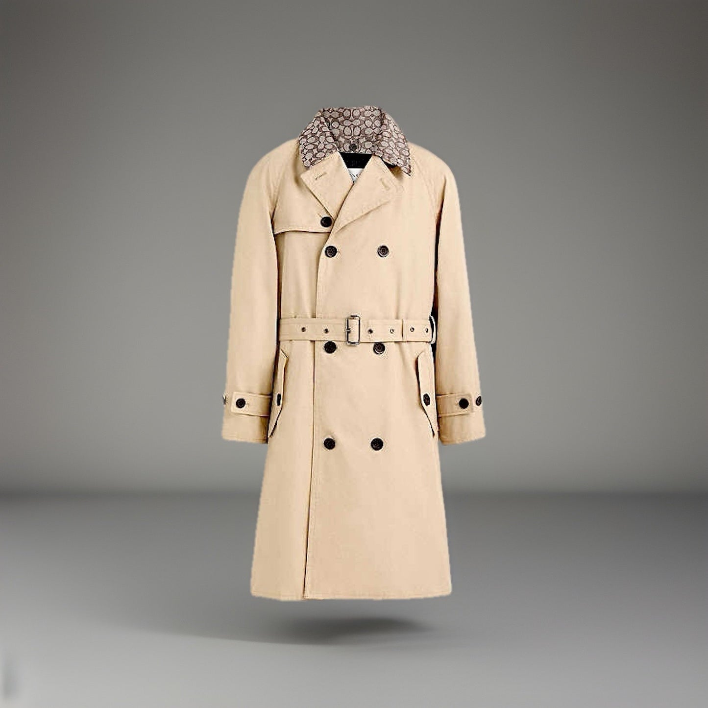 COACH Designer Trench Coat Jacket Leather Details Tan Khaki Brown (org $795)