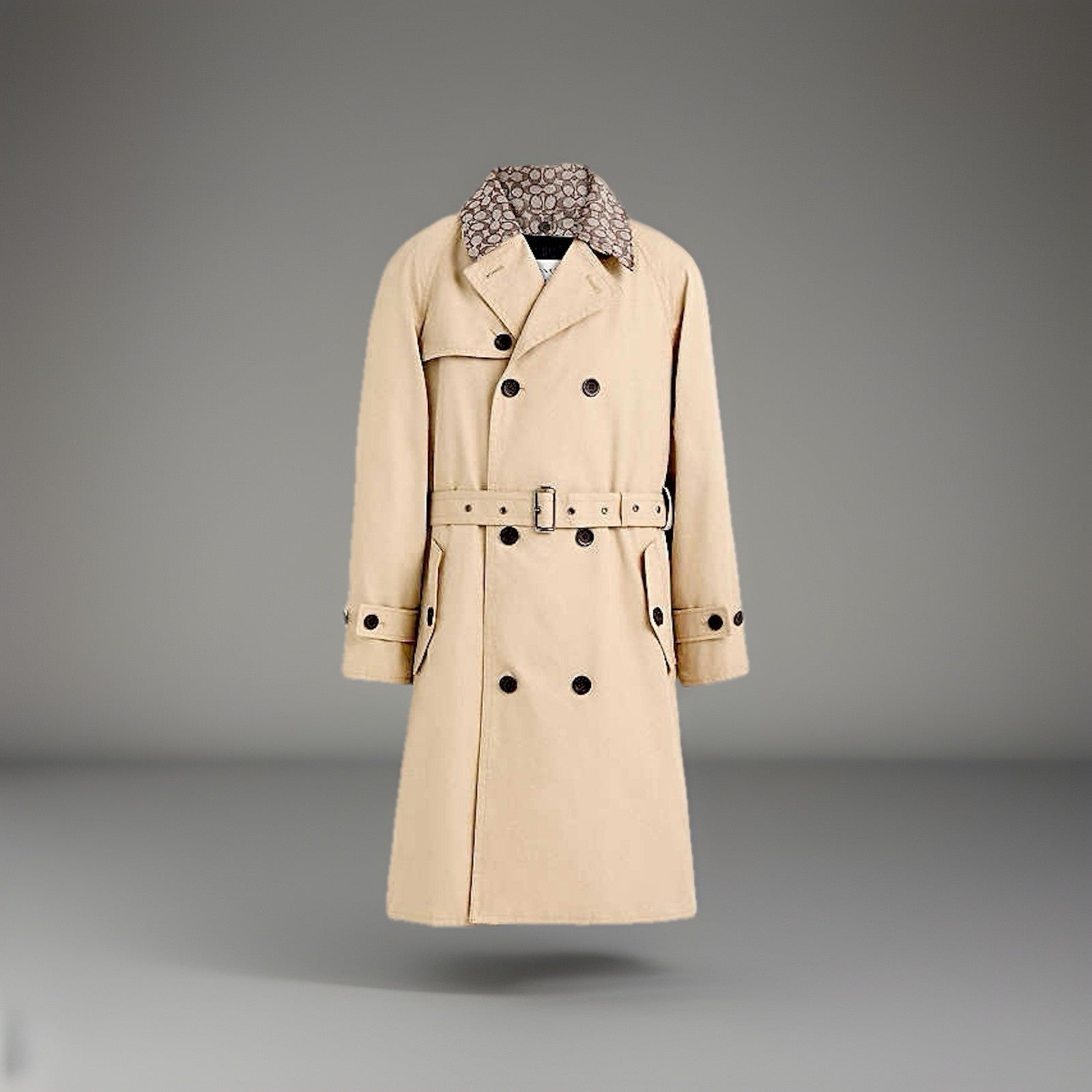 COACH Designer Trench Coat Jacket Leather Details Tan Khaki Brown (org $795)