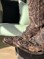 CORRAL® Mens Brown Exotic Alligator Inlay & Embroidered Western Boots (org $360)