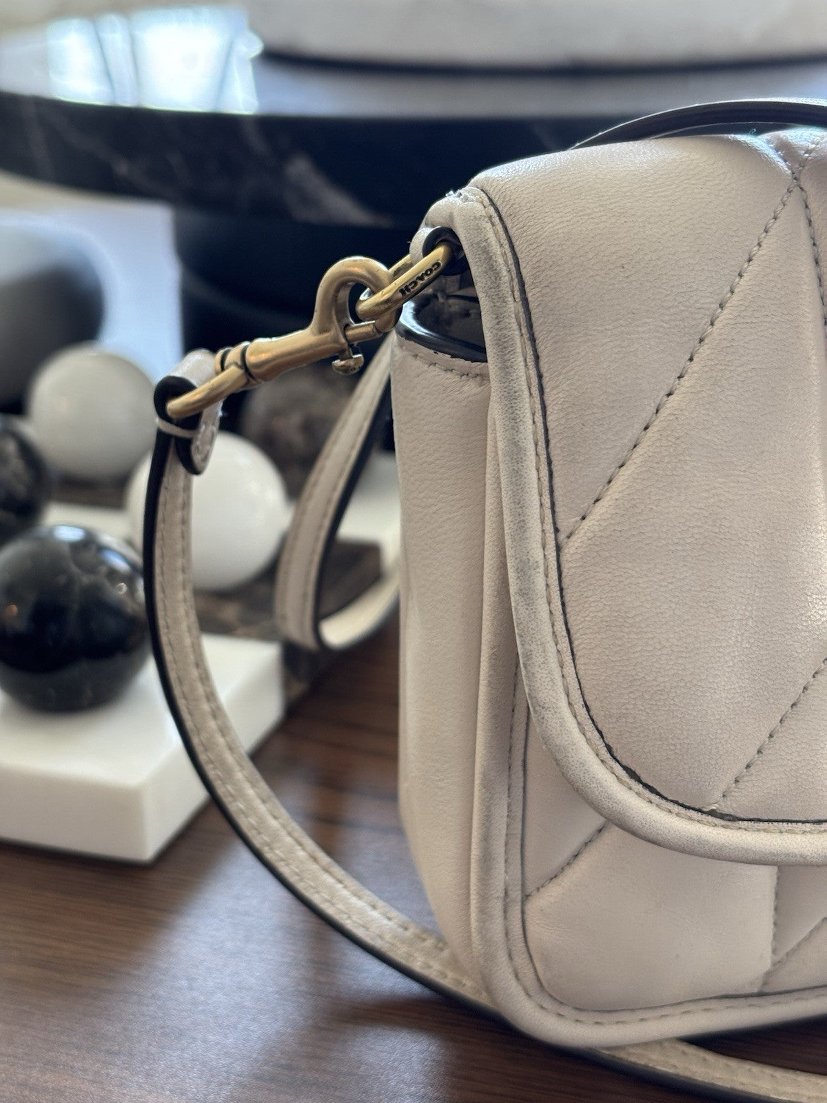 Designer COACH Quilted Pillow Hayden Chalk Lamb Leather Crossbody (org $325)