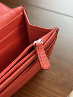 COACH Designer Soft Snap Leather Bag Wallet 14 Card Slot Pink Orange (org $225)