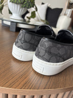 Coach Signature C Logo Canvas Slip On Sneakers Charcoal Women Size 11 (org $175)