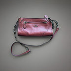 COACH Designer Brand Crossbody Clutch Bag Metallic Magenta Leather (org $295)