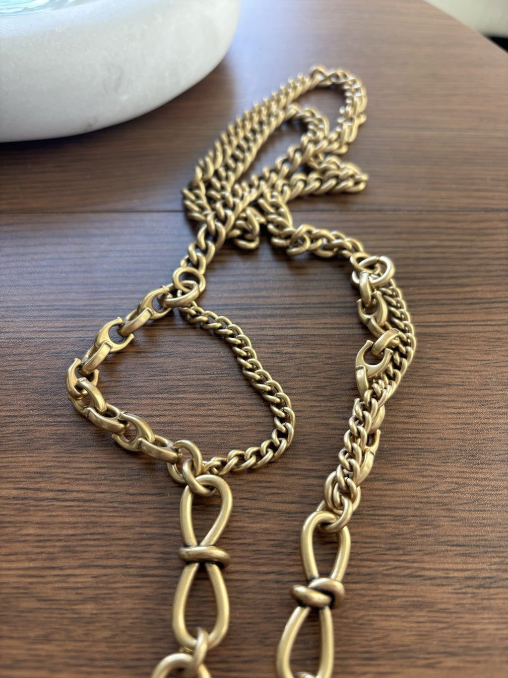 COACH Rare Bag Chain Strap Gold/Antique Brass Metal Bow Knot/ C Link (org $195)